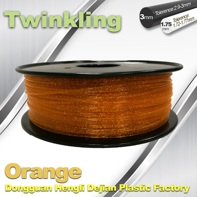 Filamento arancio di scintillio del filamento 1.75mm della stampante 3D di MSDS per la stampante 3d