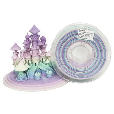 Stampante 3D PINRUI Filamento Matte Rainbow 1,75 mm 1 kg Colori multipli Adatta alla maggior parte delle stampanti FDM